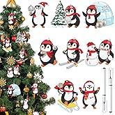 Patelai 32 Pcs Winter Penguins Ornaments Wooden Winter Tree Decorations with 2 Black DIY Markers Wood Penguins Snowman Ornaments for Home Xmas Tree Holiday Craft Birthday Party Favors(Cute Style)
