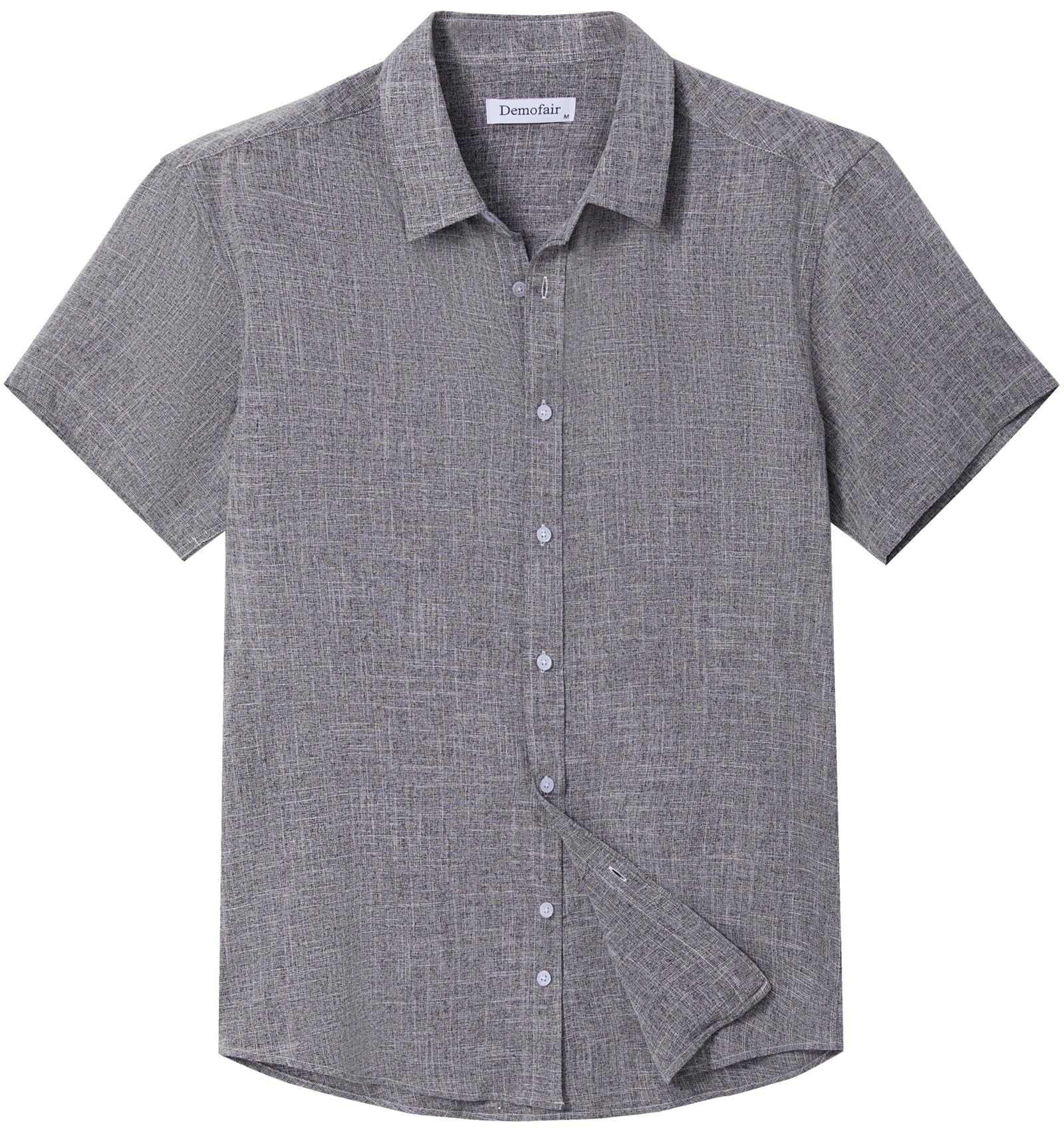 Photo 1 of Demofair Mens Button Down Short Sleeve Stretch Wrinkle-Resistance Shirt Casual Summer Vacation Textured Shirts(Grey,Medium)