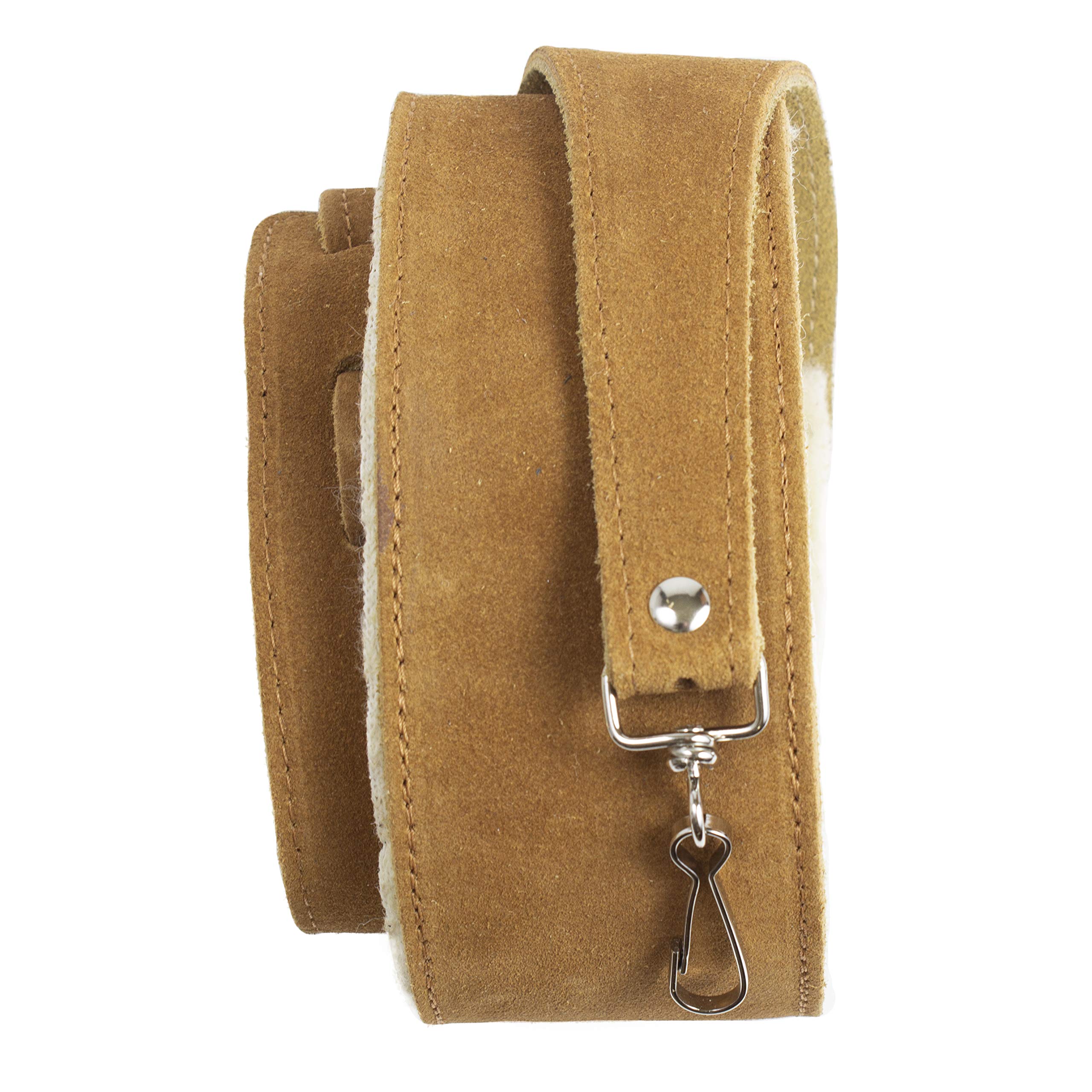 Perri's Leathers Ltd. - Banjo Strap - Suede - Sheepskin Pad - Tan - Adjustable - Made in Canada (BJ-STRP-6696)