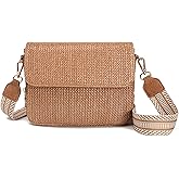 NEICOA Small Faux Straw Purses for Women Raffia Beach Purse Crossbody Bag for Women Vacation Summer Travel