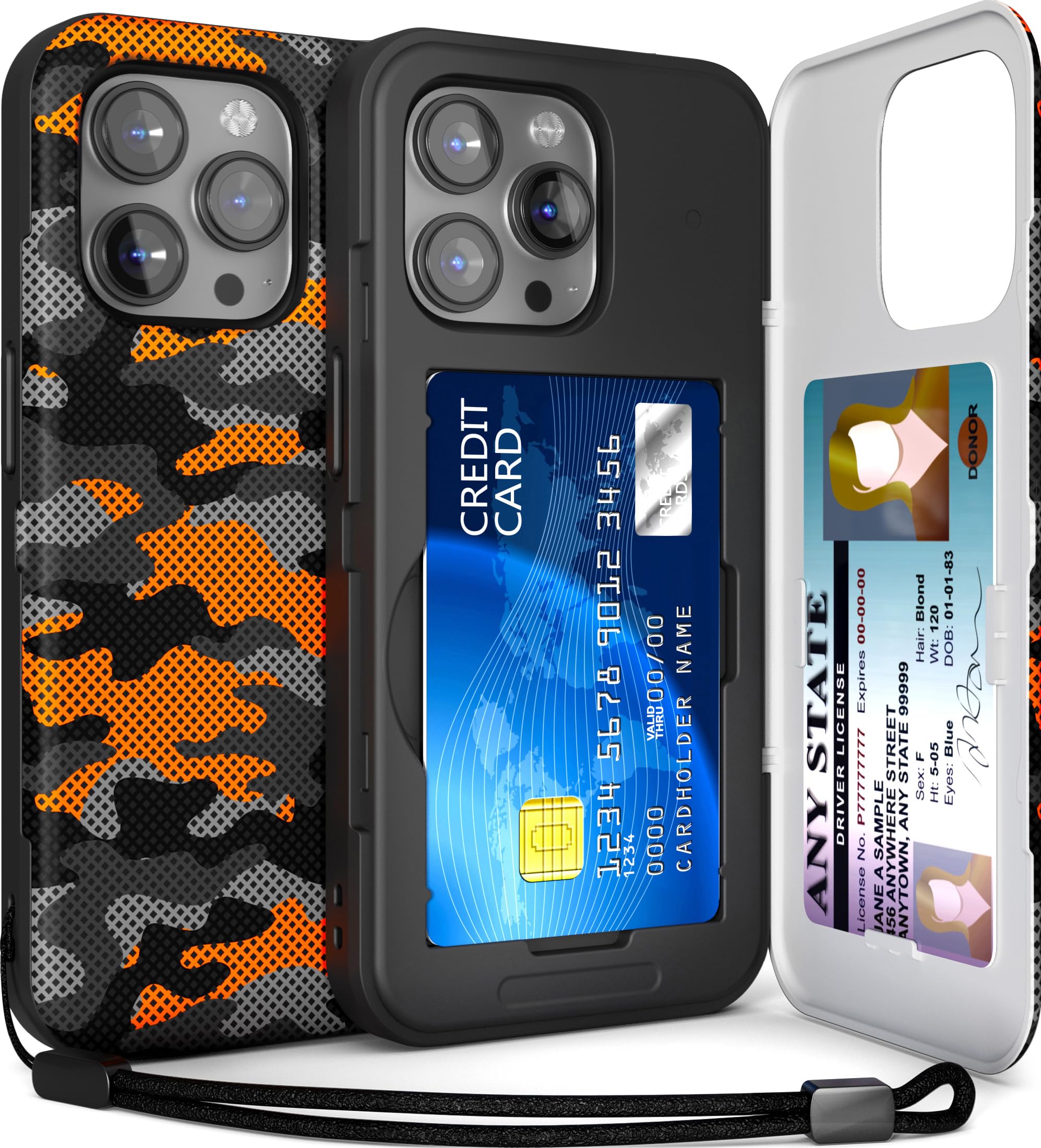TORU for iPhone 15 Pro Max Wallet Case with Card Holder, Hidden ID Credit Card Slot Flip Kickstand, Slim Fit Shockproof Heavy Duty Phone Cover with Strap - Camouflage Pattern — image 1