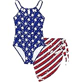 KANGKANG Girls Swimsuit Quick Dry Cut Out One Piece Swimsuits with Tropical Print Cover Up Skirt Bathing Suit Swimwear 7-18Y