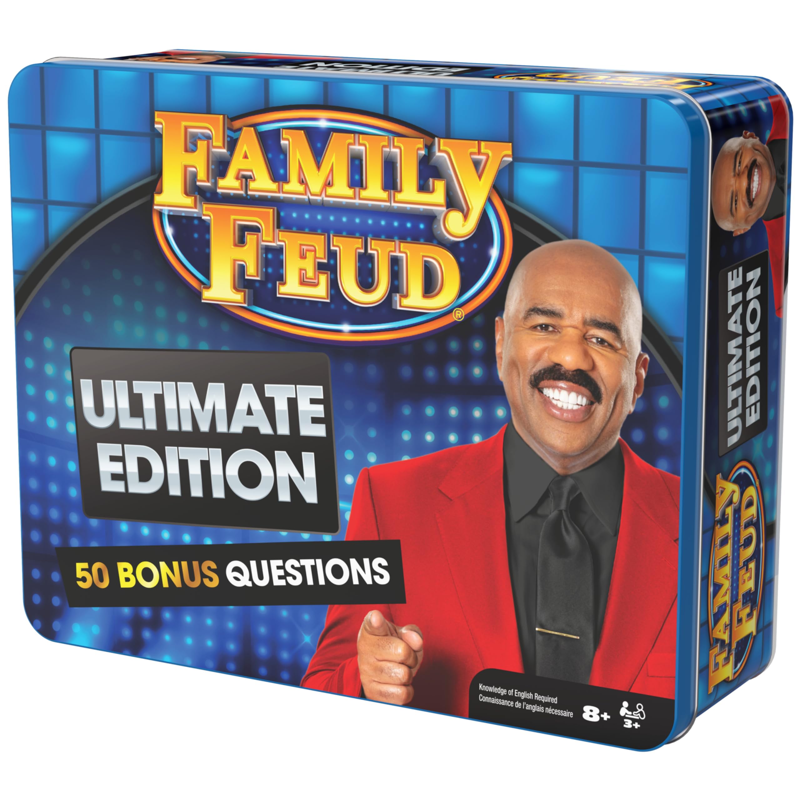 Spin Master Games, Family Feud: Ultimate Edition, Includes Tin Storage Box & 50 Bonus Questions, Friendly Competition Game, Family Game Night, 3+ Players, Stocking Stuffer Gift Ideas for Ages 8 & Up