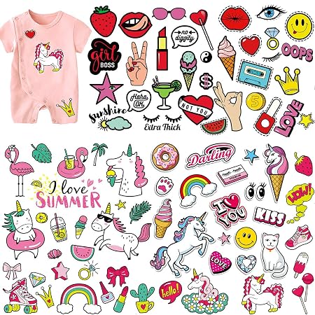 Mwoot 5 Set Ferro Da Stiro Sulle Patch Adesivi A Trasferimento Di Calore Per Viaggi In Estate Con Il Bigné E Unicorno Per Labbigliamento T Shirt