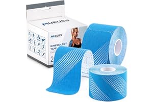 MUEUSS Kinesiology Tape, 40 Precut Strips (2 Rolls), Water Resistant Strips, Original Cotton Elastic Athletic Tape for Sports