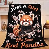 Red Panda Throw Blanket Just A Girl Who Loves Red Panda Flannel Blanket Lightweight Cozy Soft Animal Blankets Gift for Women and Men Couch Sofa Bed 50" x 40"
