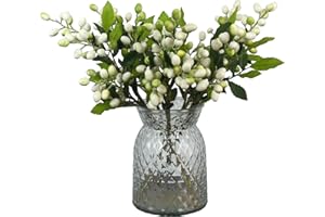 NOLAST 5pcs Artificial Flowers Faux Berry Stems Fake Berries Branches Spray for Vase Home Office Party Decoration (White)