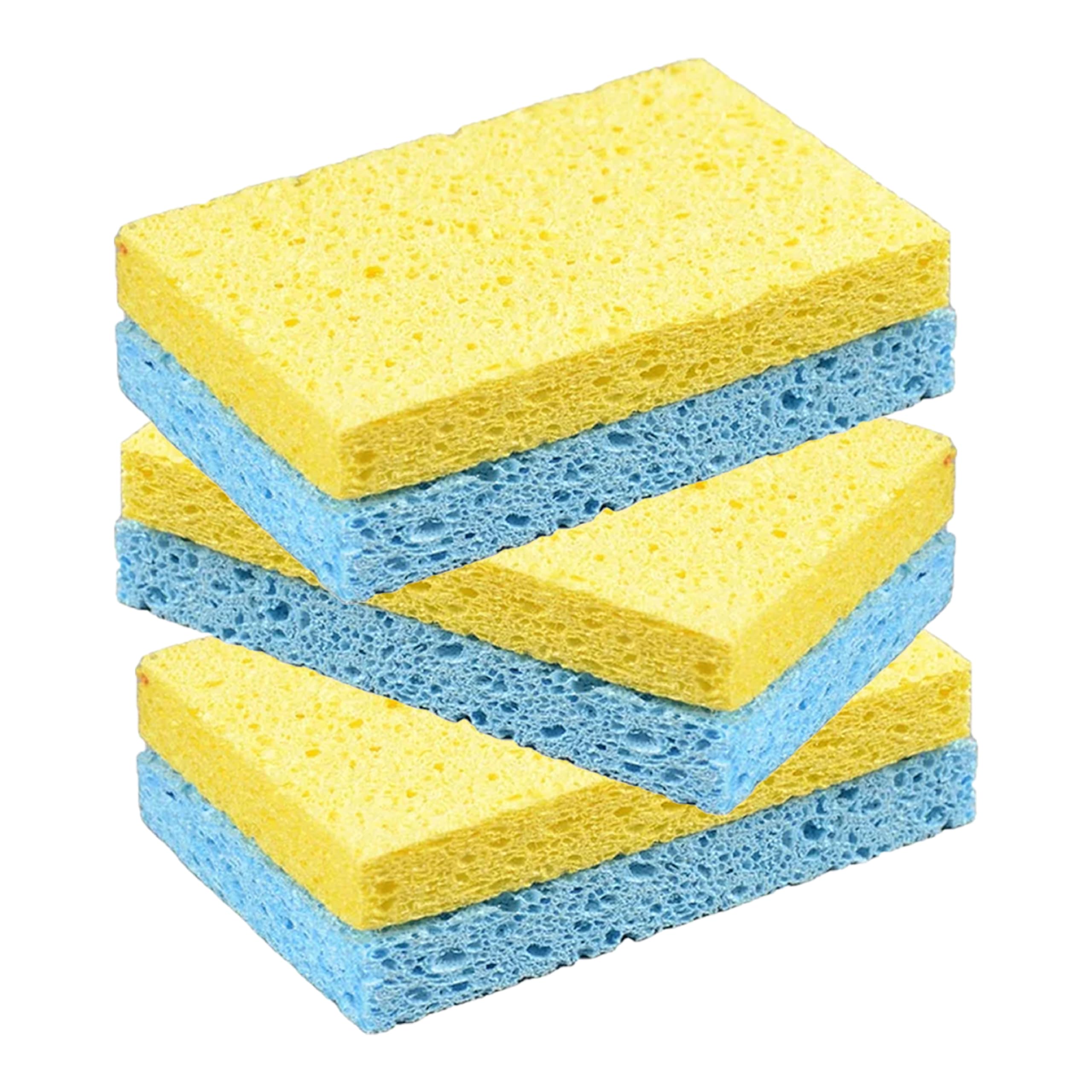 HOMESHOPA Cellulose Sponge, Heavy Duty Non-Scratch Biodegradable Cleaning Scrub Sponge, Super Absorbent Washing Up Reusable Kitchen Dishwashing Thick Moppets for Household, Cookware, Bathroom (6 Pack)