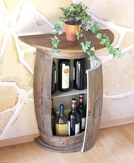 title=Tavolo a muro Tavolo Botte 0373-R Marrone nero Scaffale-vino Botte 73cm Tavolino