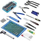 45 Pcs 3D Printer Tool Kit, Cleaning, Finishing, Measuring, Support Removal | Includes Deburring Tool, Digital Caliper, Carving knife, Wire Cutter, Cutting Mat, Brushes, Storage Bag, and more
