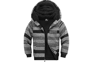 SWISSWELL Hooded Jacket for Boys Full Zip Ultra Soft Sherpa Fleece Hoodie Sweatshirt for Kids School Hooded Outerwear