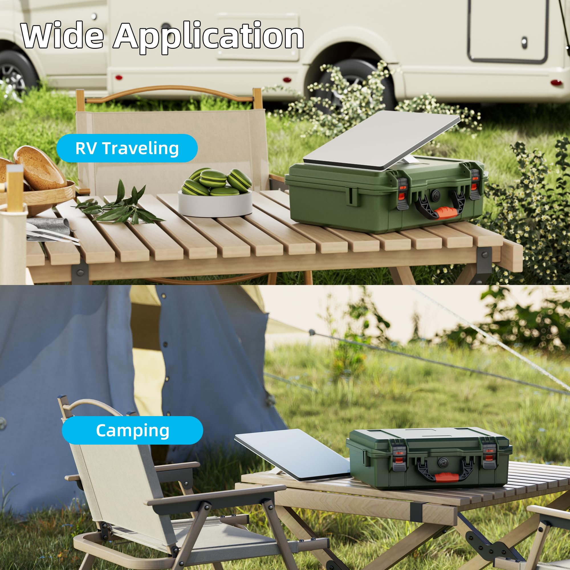 EAZUSE Starlink Mini Case, Hard Waterproof Travel Case for Mini Starlink with Molded Foam for Accessories, Lockable Storage Bag Green