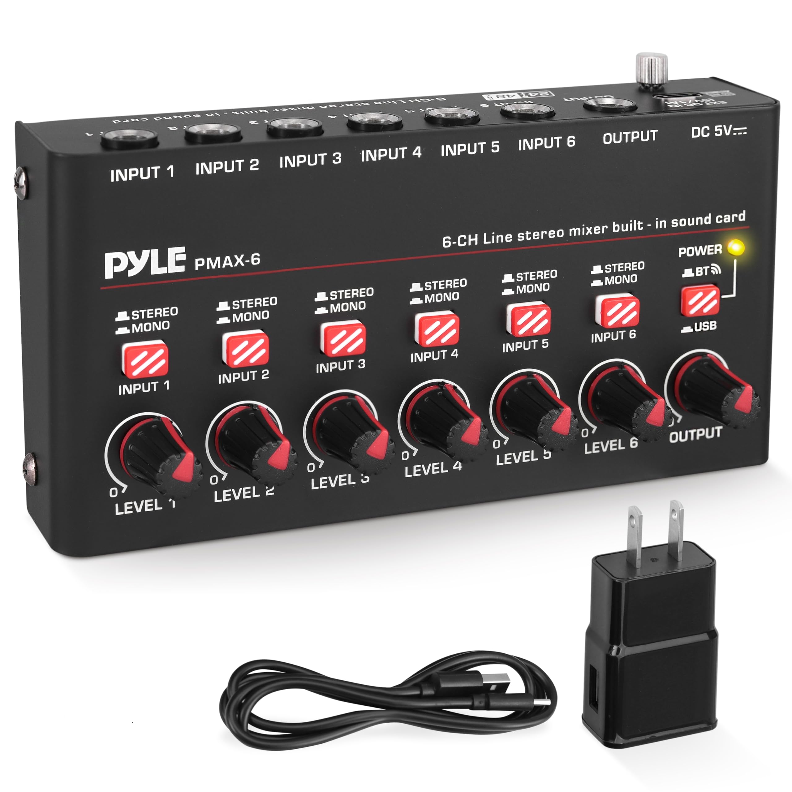 Pyle 6-Channel Wireless BT Streaming Mini Line