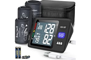 AQESO Blood Pressure Machine Upper Arm, 3 Size Cuffs, S, M/L and XL, Small 7"-9", Medium/Large 9"-17" and Extra Large Cuff 13"-21", Accurate Automatic Digital BP Monitor, Large Backlit LCD, 3-User 1500 MEM