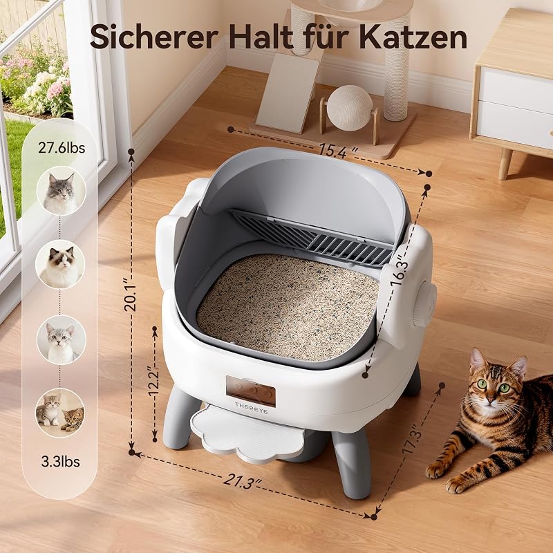 Selbstreinigende Katzentoilette Offenes mit Einstiegstufe