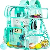 FTJCF Clear Backpack, Stadium Approved Transparent Bookbag for Girls Boys, Heavy Duty PVC See Through Backpack for Women Men