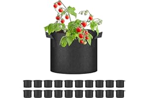 YSSOA 20-Pack 7 Gallon Grow Bags, Aeration Nonwoven Fabric Plant Pots with Handles, Heavy Duty Gardening Planter for Potato, Tomato, Vegetable and Fruits, Black
