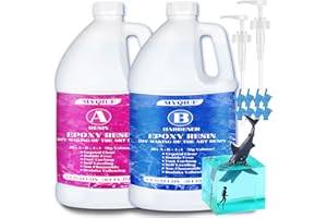 Myqiuf Epoxy Resin Kit, 1 Gallon/128OZ Epoxy Resin Crystal Clear Not Yellowing No Bubble Self Leveling for DIY Molds Wood Jewelry Table Tops Bar Top Casting Coating Crafts Supplies Easy Mix 1:1 Ratio