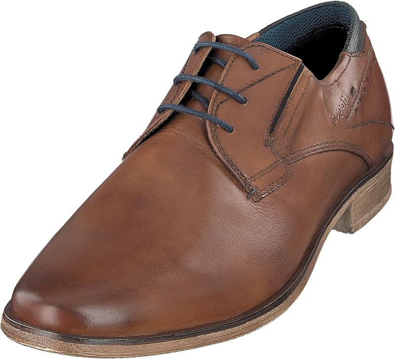 Homme Chaussure basse business en cuir, derby durable au look usé, Cognac, 42 EU