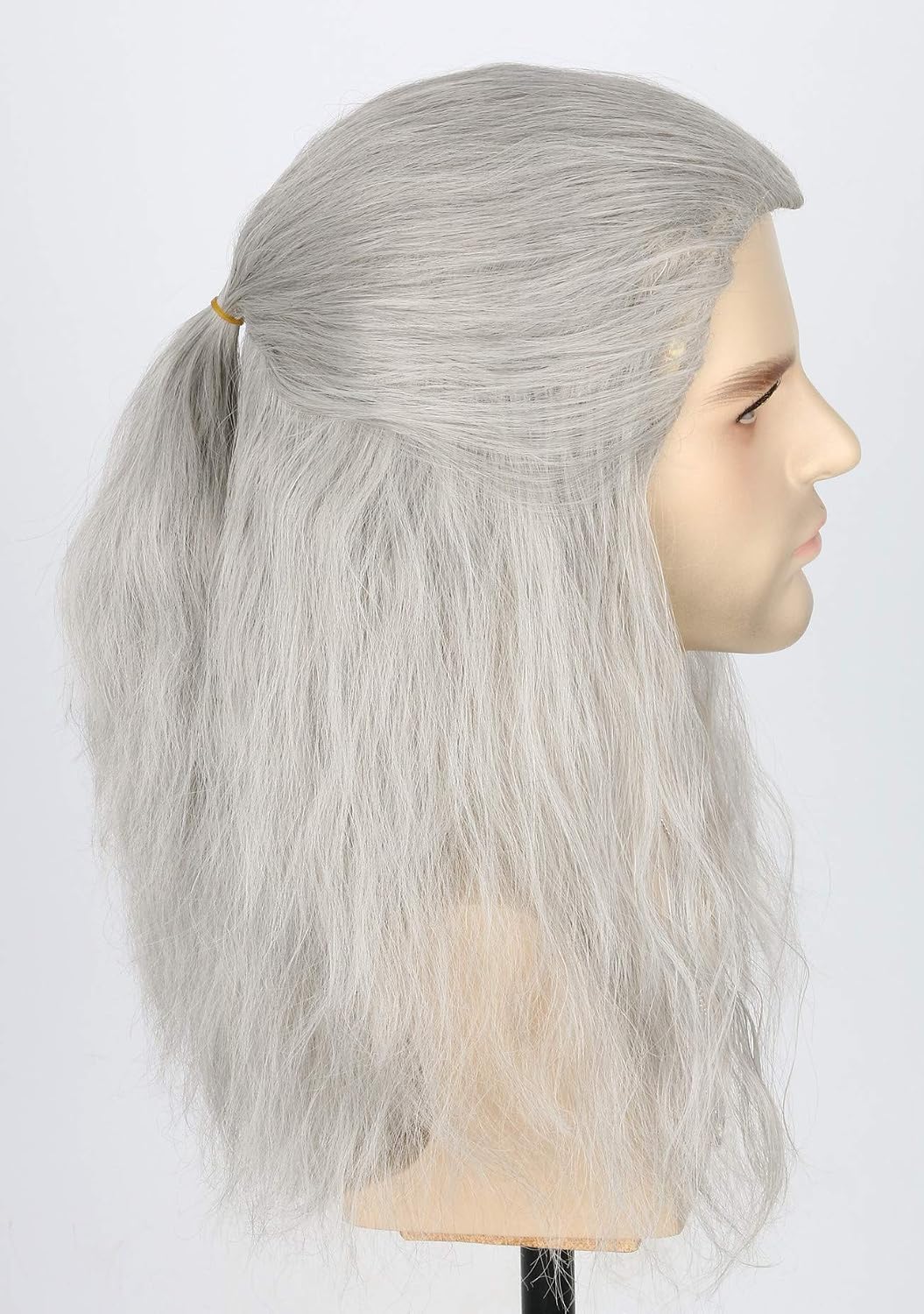 Topcosplay Long Curly Grey Wig for Men Cosplay Geralt Of Rivia Wig Inspired  by The Witcher for Halloween Fancy Dress Party (Grey)