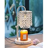 Candle Warmer Lamp with Timer Dimmer and 3 Bulbs, Candle Lamp Warmer with Marble Base for Adjustable Height, Crystal Candle Lamp for Jar Candles, House Warming Gifts Home Room Decor, Silver