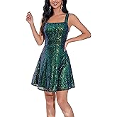 CARE LUCK Sequin Mini Dress for Women, Sparkly Sleeveless Cocktail Shimmer Party Dress for Halloween, Club & Fall Weddings