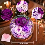 Touloube Preserved Rose in Glass Dome Purple Forever Flower Gift view 7