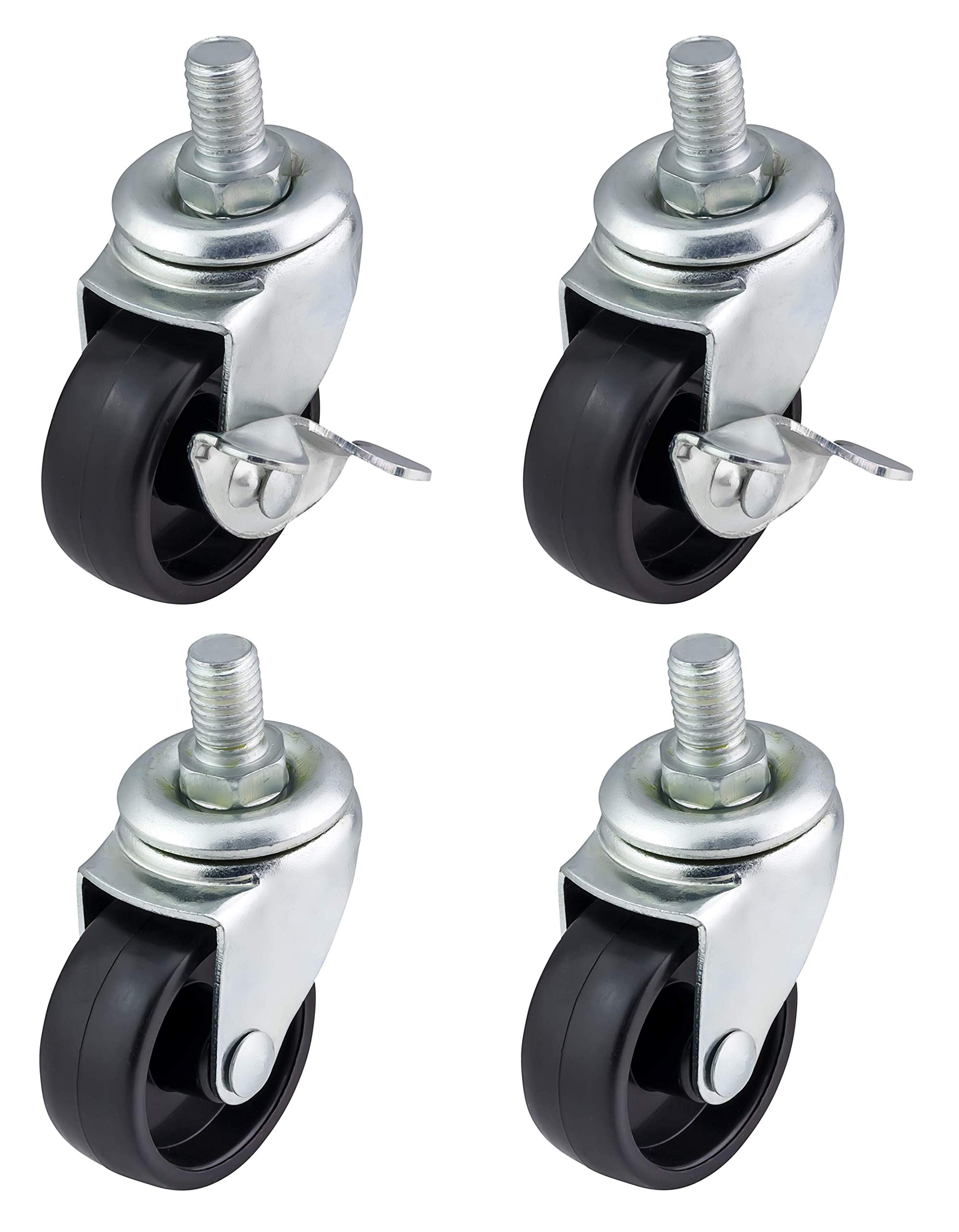Qty. 4 x 40mm Black Swivel Castors - Furniture, Appliance & Equipment Small Plastic Wheels by Bulldog Castors - Max 100Kg Per Set