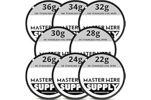 MASTER WIRE SUPPLY Mixed 550 Feet of Stainless Steel 316L Wire 22,24,26,28,30,32,34,36 Gauge Pack