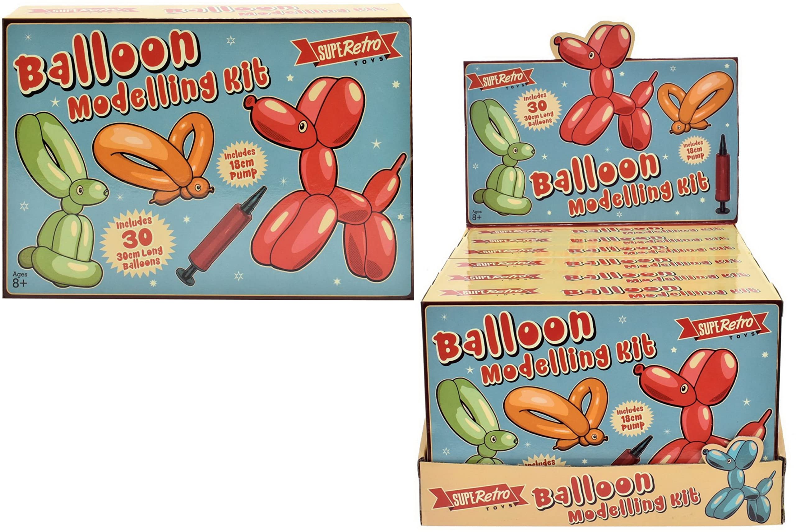 KandyToys SupeRetro Balloon Modelling Kit | Includes Pump & Silly Eyes | Twisting Balloons For Birthdays, Parties, Decorations