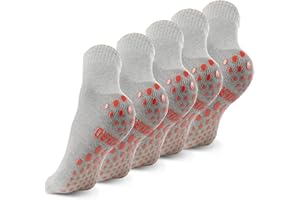 NOVAYARD 5 Pairs Non Slip Socks Hospital Non Skid Sticky Grippy Socks Men Women