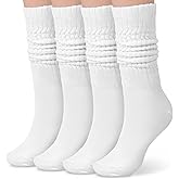 Apausvcm 2 Pairs Women's Scrunch Crew Socks, Soft Solid Cotton Knee High Sock Slouchy Socks Cozy Long Slouch Boot Sock for Women Stacked Size 5-11