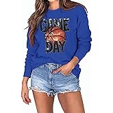 VVNTY Basketball Game Day Sweatshirts for Women: Sequin Game Day Letter Shirts Basketball Mama Pullover Tops
