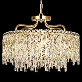 NISIDUN Gold Crystal Chandeliers for Dining Room Light Fixture, 24" Modern Round Chandeliers，8 Lights Luxury Ceiling Pendant 