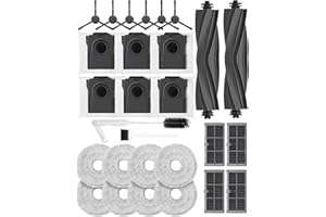 iRobacc 28 PCS Replacement Parts for Dreame L10s Pro Ultra Heat/X30 Ultra/Mova E30 Ultra/L10s Ultra gen 2/L40s Ultra AE/CE, 2 Main Brushes,8 Mop Pads,6 Carbon Dust Bag,4 Carbon Filters,6 Side Brushes
