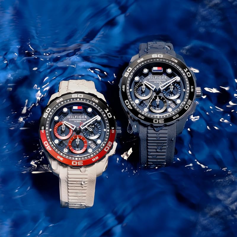 Montre Chronographe à Quartz avec Calendrier pour Homme avec Bracelet en Silicone Bleu Marin - 1792232 — photo 5 sur 7