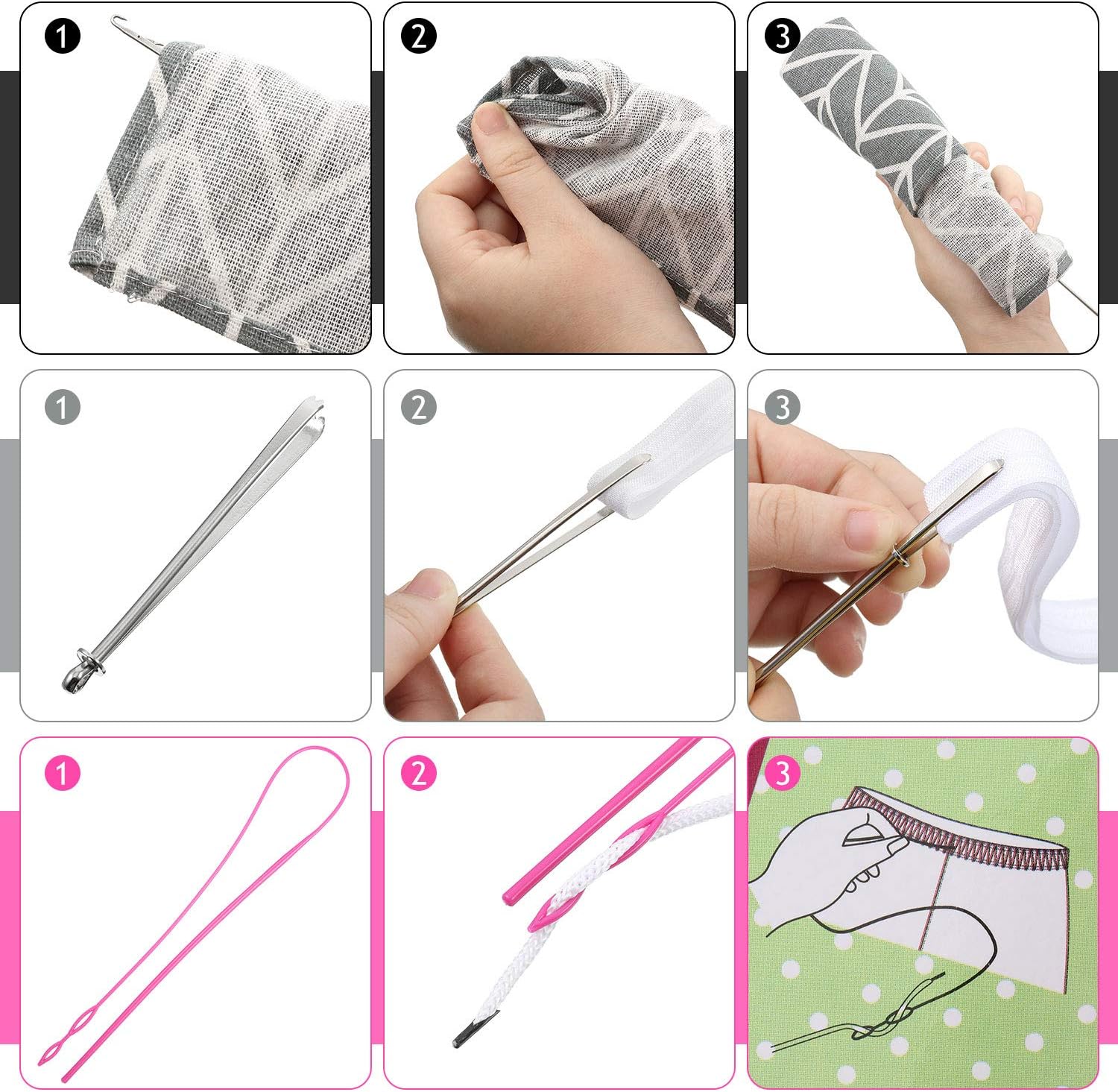 6 Pcs Flexible Drawstring Threader Tool Sewing Loop Kit - Image 3