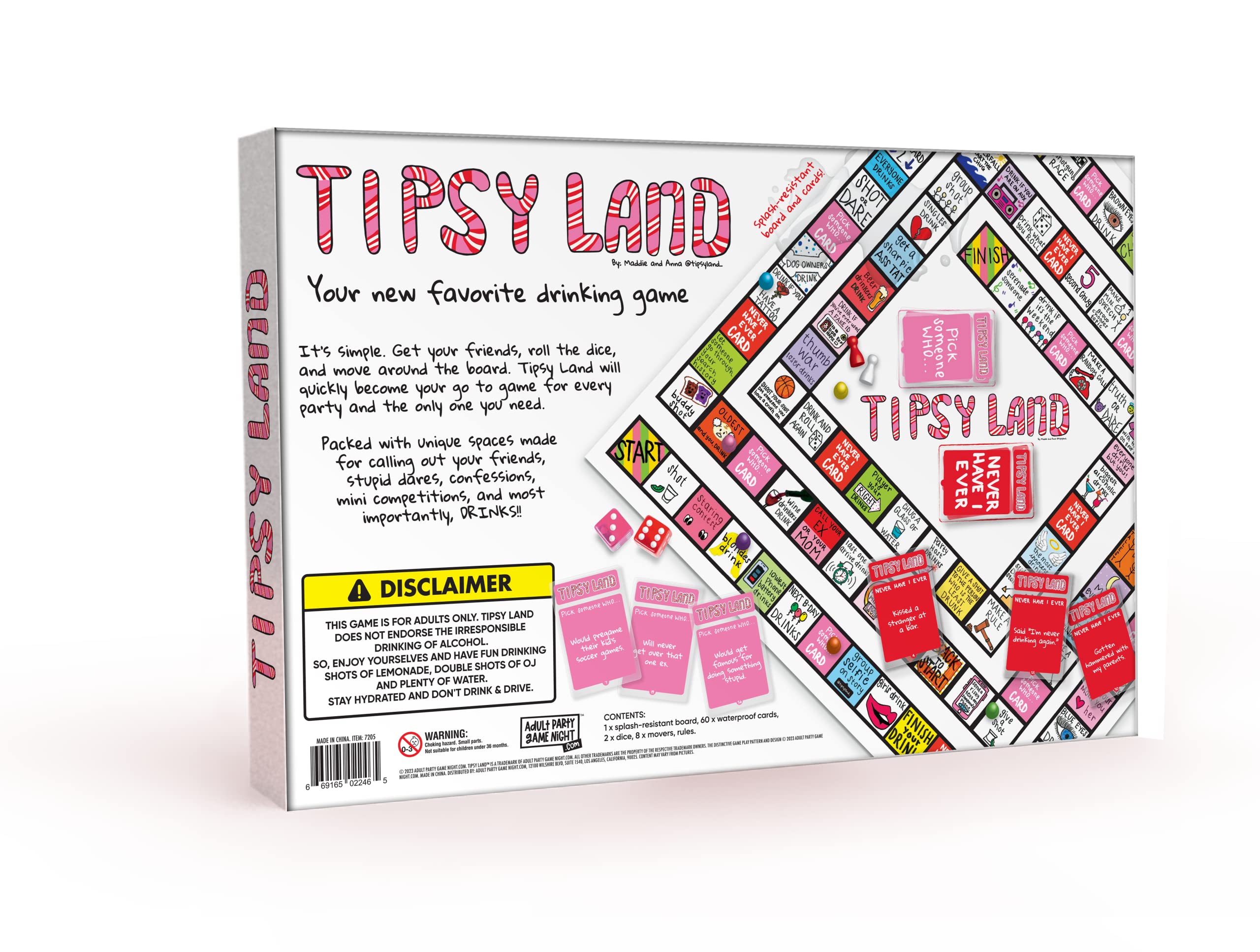 Tipsy Land Your New Favorite Party Board Game, 75 and Up Unique Spaces