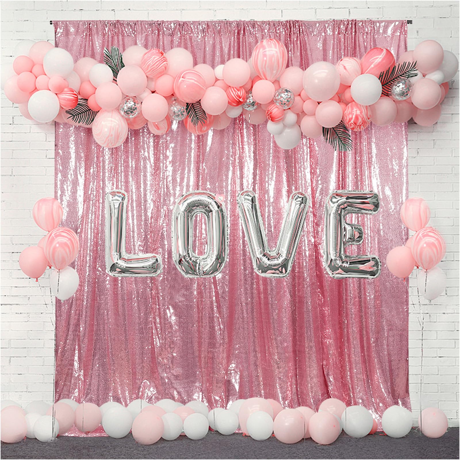 Juya Delight Fuchsia Pink Sequin Backdrop Curtains