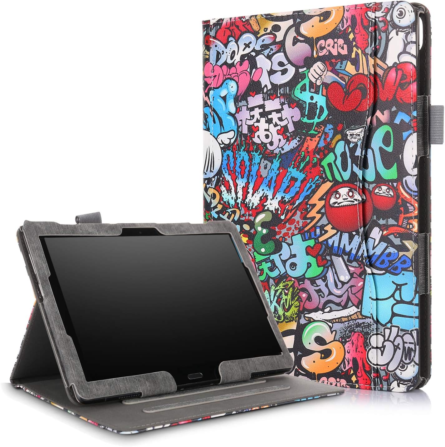 XBE Multifunctional Case for Lenovo Tab M10 TB-X605F TB-X505F / P10 X705F with Multiple Viewing Angles and Hand Holder , Graffiti