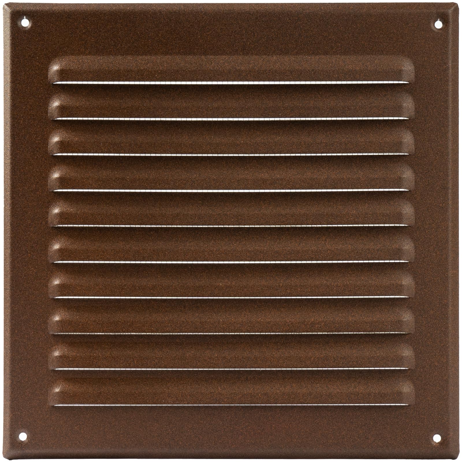 Vent Systems 250 x 250 mm / 9.84" x 9.84" Inch Brown Metal Soffit Air Vent Cover - Square Louvered Gable Vent with Mesh Screen - Interior Exterior Cover - HVAC Ducting Ventilation Grill for Home