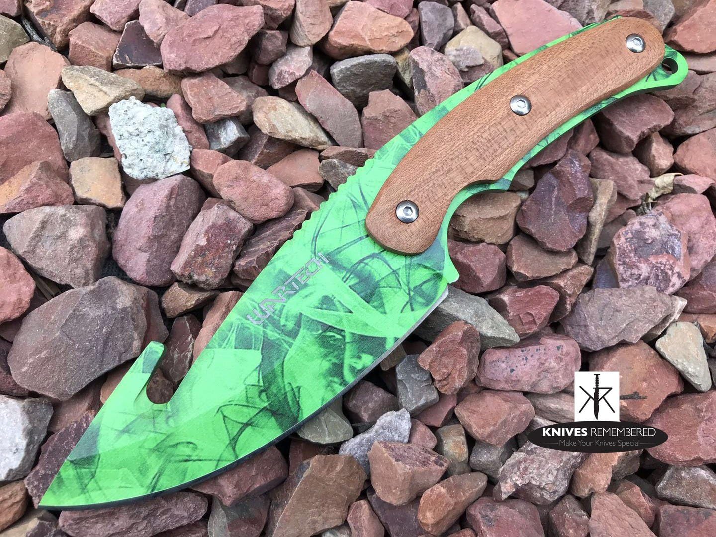 Monogram Knife, Custom Knives, Hunting Knife, Personalized Knife, Engraved Knives, Full Tang Wood Handle, CS:GO Fixed Blade Knife w/Sheath