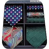 HISDERN Mens Ties Set Collection Tie and Pocket Square Lot 3 Pcs Formal Business Neckties present Box Wedding Necktie
