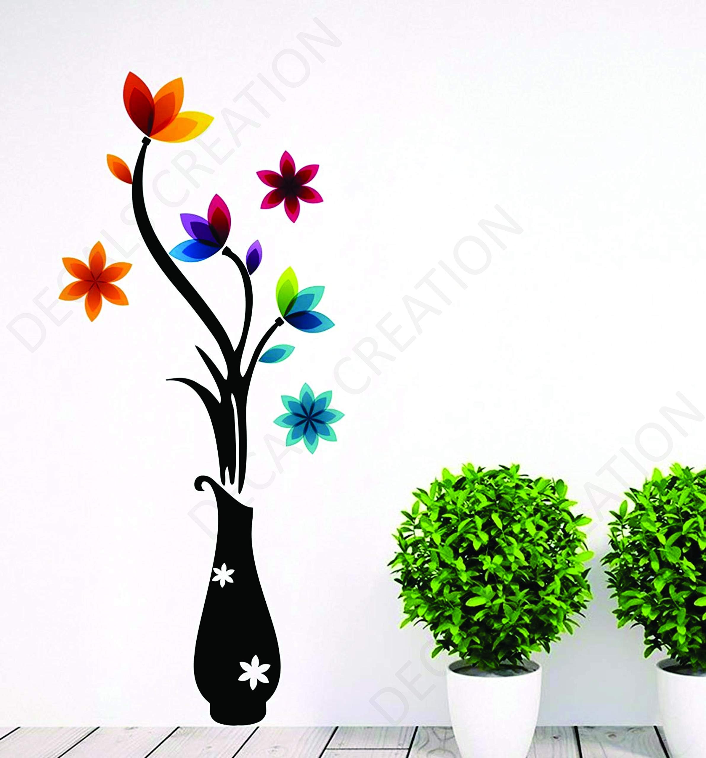 Decals Creation Vinyl Flowers Wall Sticker, 23.62 x 18.89 x 0.39 Inches, Multicolour