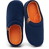 Men's Two-Tone Slippers with Arch Support Slip-On Warm House Shoes Cozy Memory Foam Indoor/Outdoor Breathable Slipper