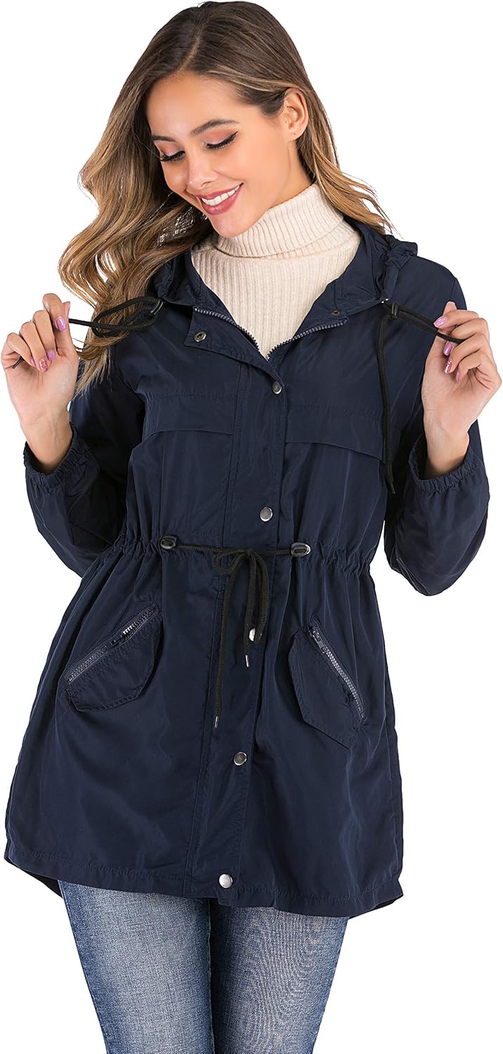 navy blue raincoat with hood