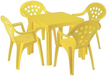 Baby Lulu Grand Soleil Children S Outdoor And Indoor Table And Chair Set 4 Chairs Made In Italy To European Standards With Polypure Yellow