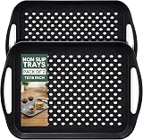 Zuvo Anti-Slip Food Serving Tray with Handles Set of 2 Black