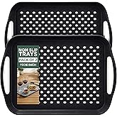 Zuvo Anti-Slip Food Serving Tray with Handles (Set of 2) – BPA-Free Plastic, Lightweight & Durable – Non-Slip Couch Trays for Eating & Drinks (Black)