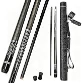 Yautja Pool Sticks for Adults with 1x1 Hard Case, 58" 19oz 2-Piece 12.5mm Tip Fiberglass Canadian Maple Pool Cue Low Deflection for Precision Control in 9-Ball, 8-Ball, Competitive Play